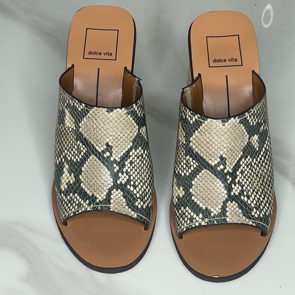 Dolce Vita Alba Snake Print Embossed Leather Pep toes Mules - Picture 6 of 6